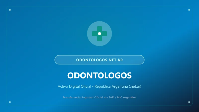 Identidad visual y presentación comercial del nombre de dominio odontologos.net.ar en venta